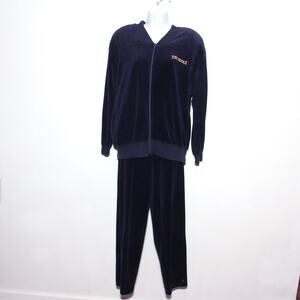 Vintage 70s 80s Blue Velour Tracksuit  Aileen Size L